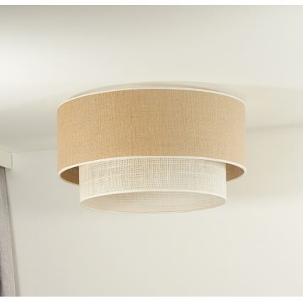 Duolla - Griestu lampa YUTE BOHO 3xE27/15W/230V d. 60 cm brūna/krēmkrāsa
