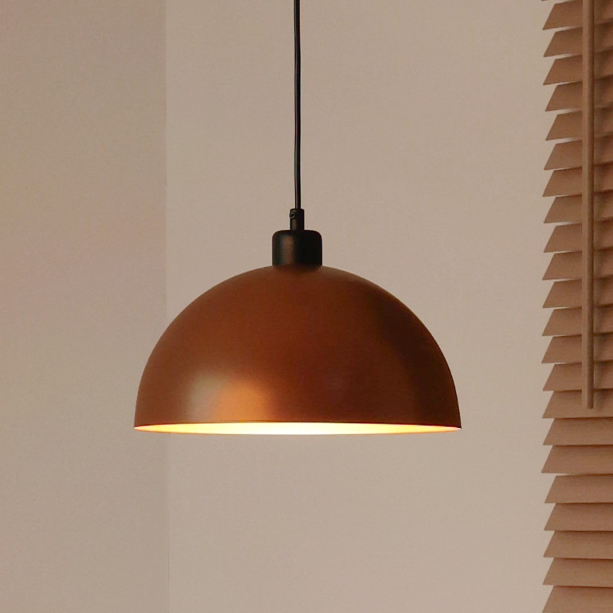 Duolla - Karājamais lukturis uz vada IRONLINE 1xE27/15W/230V Ø 27 cm miedzēta/melna