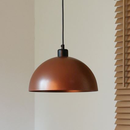 Duolla - Karājamais lukturis uz vada IRONLINE 1xE27/15W/230V Ø 27 cm miedzēta/melna