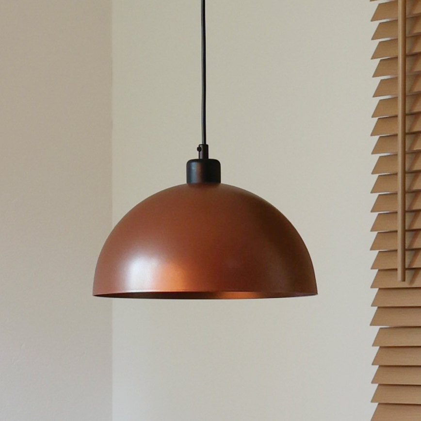 Duolla - Karājamais lukturis uz vada IRONLINE 1xE27/15W/230V Ø 27 cm miedzēta/melna