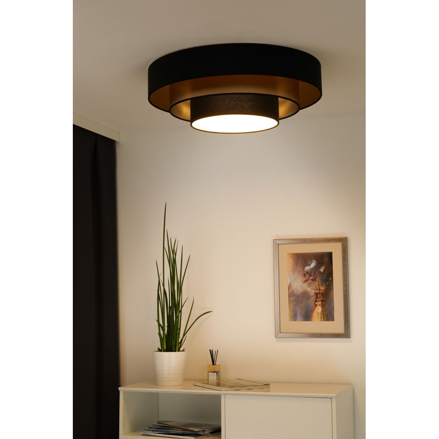 Duolla - LED Griestu lampa LUNETA LED/26W/230V d. 60 cm 4000K melna/zelta