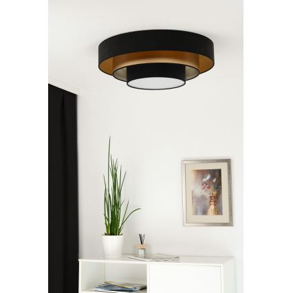Duolla - LED Griestu lampa LUNETA LED/26W/230V d. 60 cm 4000K melna/zelta