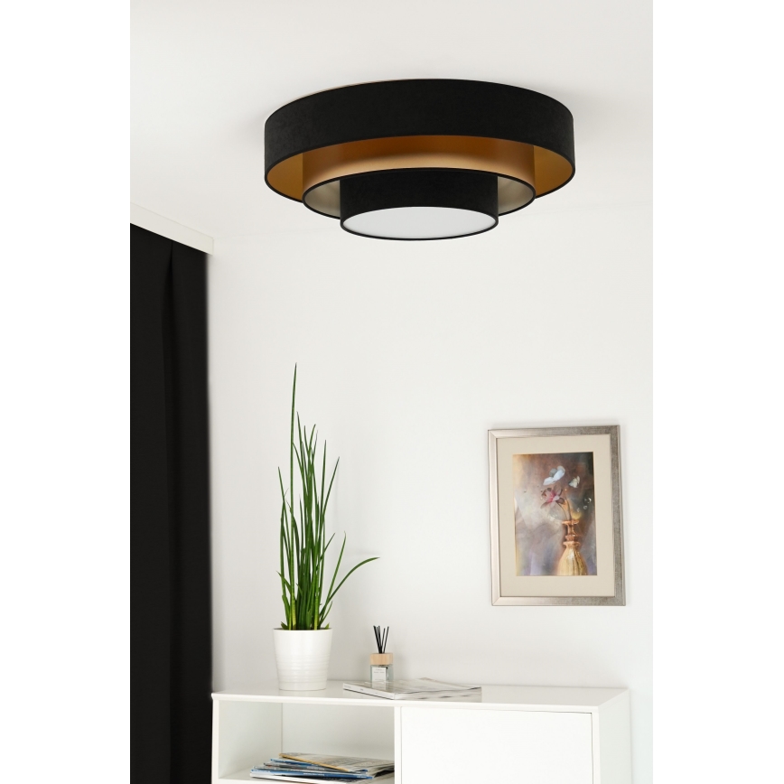 Duolla - LED Griestu lampa LUNETA LED/26W/230V d. 60 cm 4000K melna/zelta