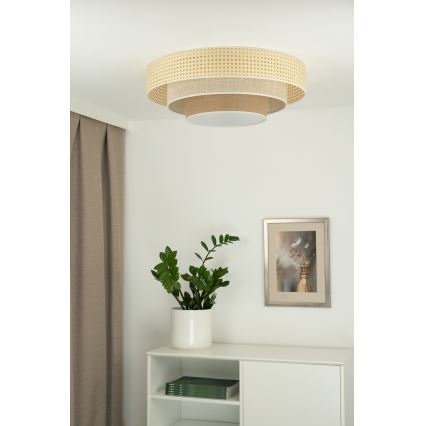 Duolla - LED Griestu lampa LUNETA LED/26W/230V d. 60 cm 4000K rotanga/bēša/brūna