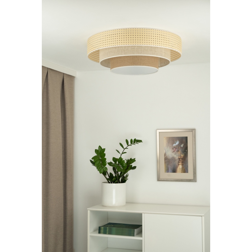 Duolla - LED Griestu lampa LUNETA LED/26W/230V d. 60 cm 4000K rotanga/bēša/brūna