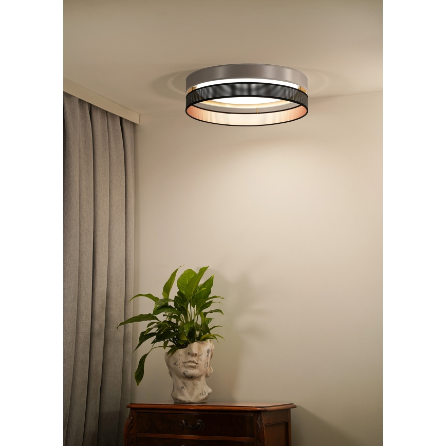 Duolla - LED Griestu lampa ROLLER DUO SHINY LED/24W/230V d. 45 cm sudraba/melna