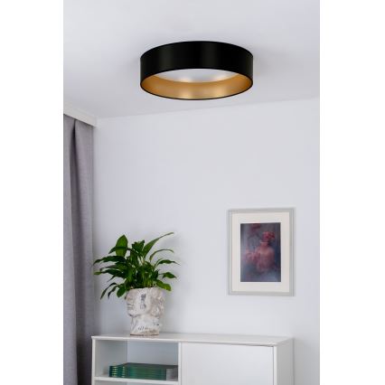 Duolla - LED Griestu lampa ROLLER LED/24W/230V d. 45 cm melna/zelta