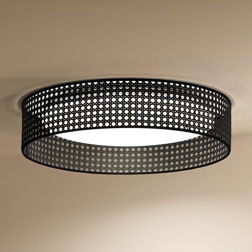 Duolla - LED Griestu lampa ROLLER RATTAN LED/24W/230V d. 45 cm melna