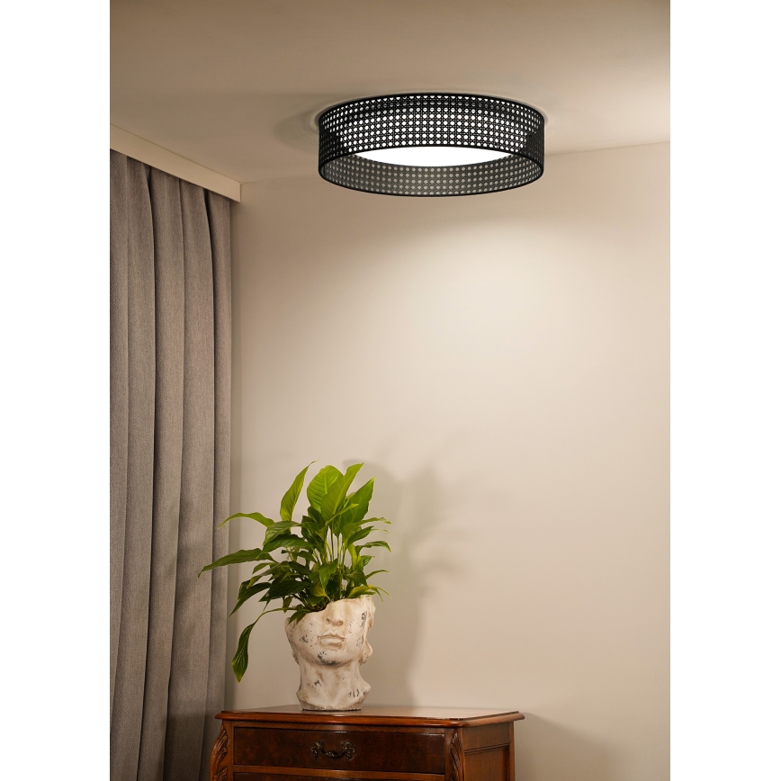 Duolla - LED Griestu lampa ROLLER RATTAN LED/24W/230V d. 45 cm melna