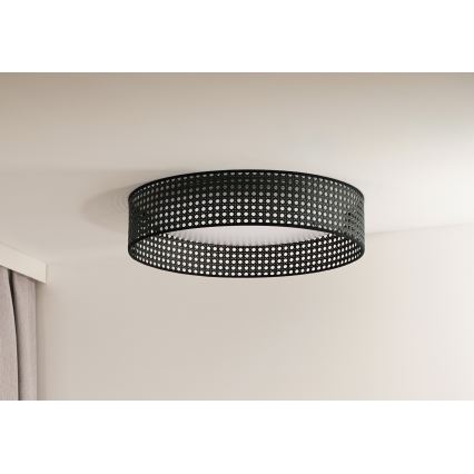 Duolla - LED Griestu lampa ROLLER RATTAN LED/24W/230V d. 45 cm melna
