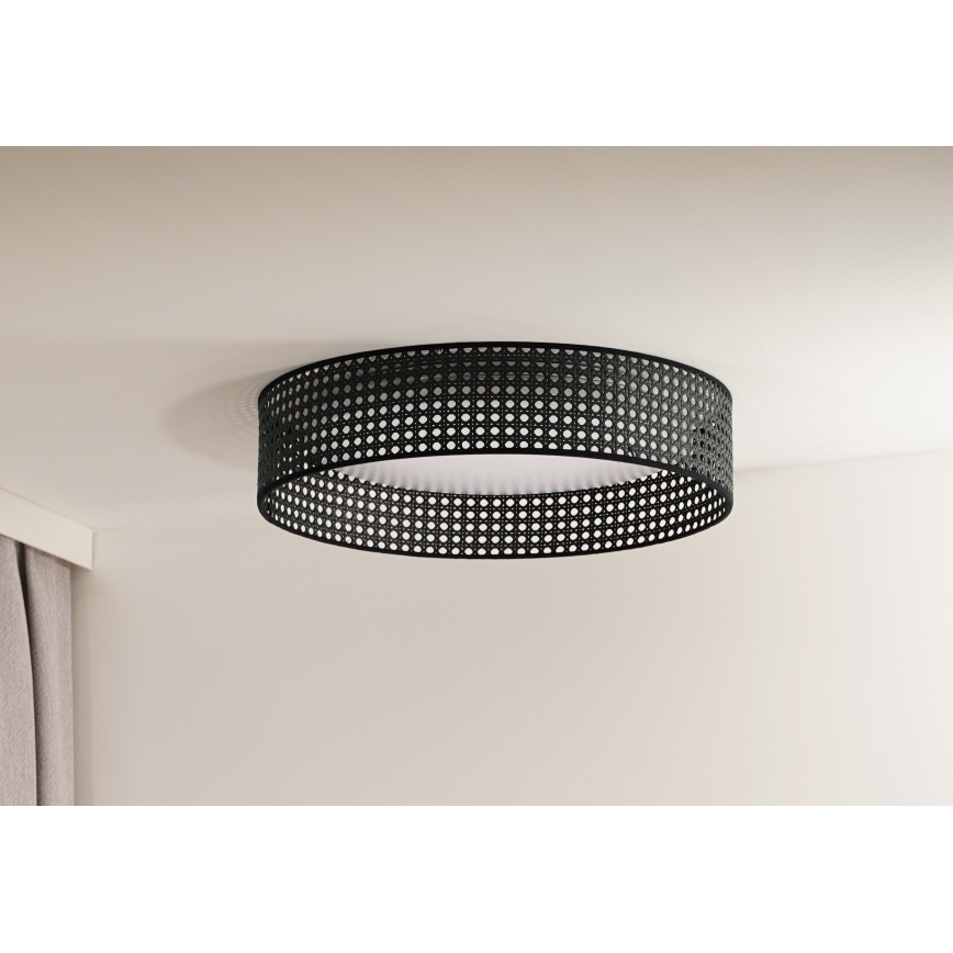 Duolla - LED Griestu lampa ROLLER RATTAN LED/24W/230V d. 45 cm melna