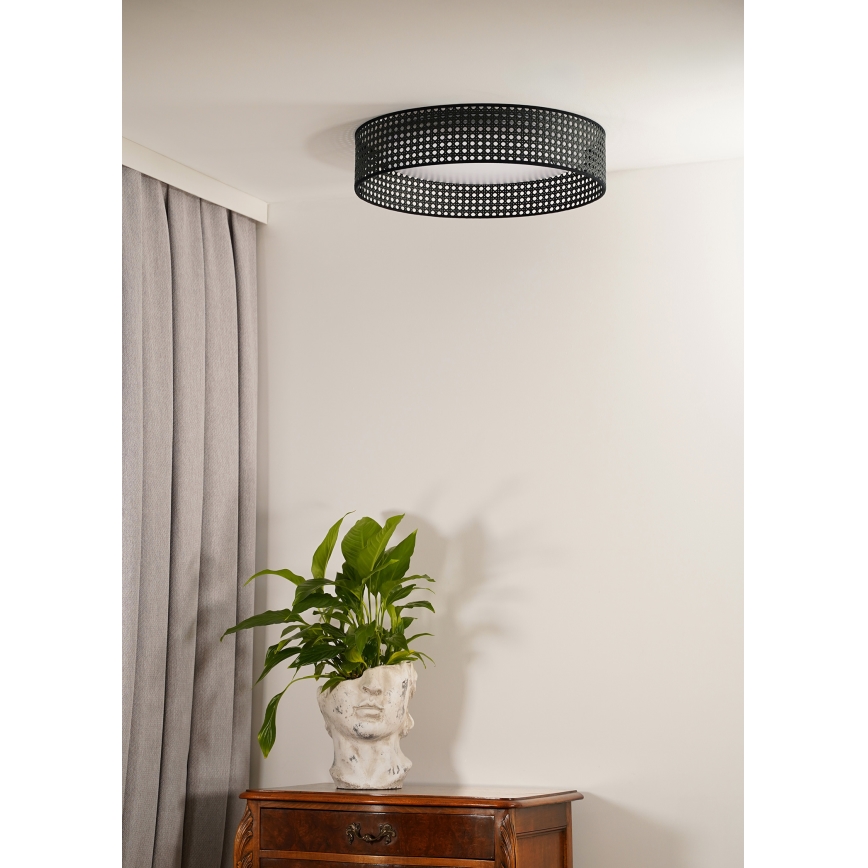 Duolla - LED Griestu lampa ROLLER RATTAN LED/24W/230V d. 45 cm melna