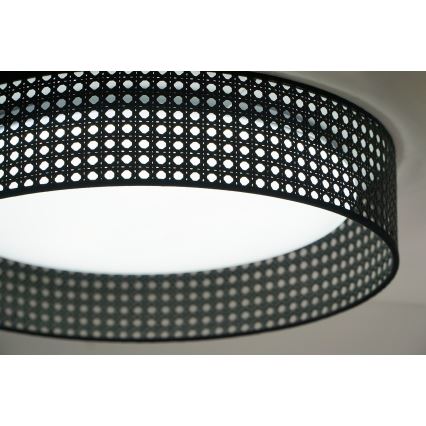 Duolla - LED Griestu lampa ROLLER RATTAN LED/24W/230V d. 45 cm melna