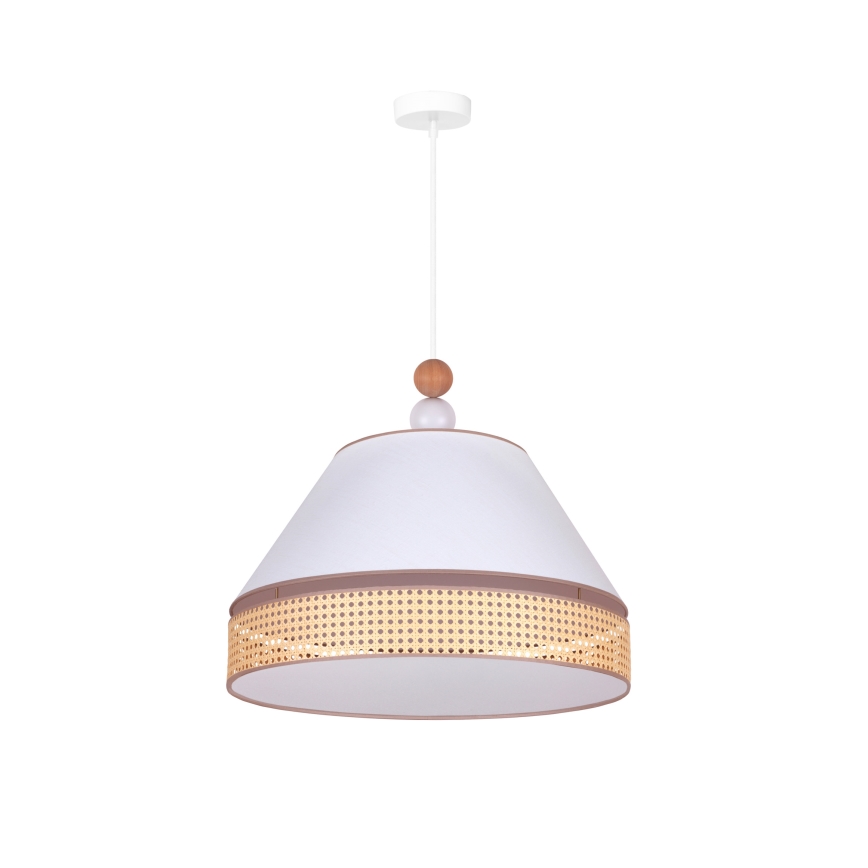 Duolla - Lustra ar auklu AVIGNON 1xE27/15W/230V d. 50 cm balta/rotanga
