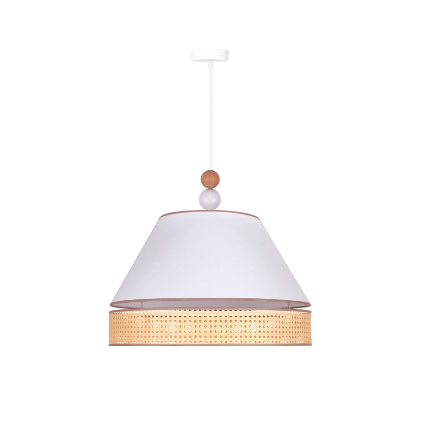 Duolla - Lustra ar auklu AVIGNON 1xE27/15W/230V d. 50 cm balta/rotanga