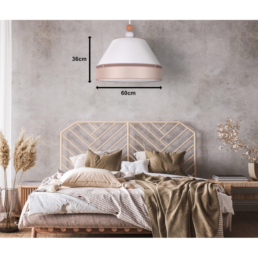 Duolla - Lustra ar auklu AVIGNON 1xE27/15W/230V d. 60 cm balta/bēša