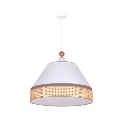 Duolla - Lustra ar auklu AVIGNON 1xE27/15W/230V d. 60 cm balta/rotanga