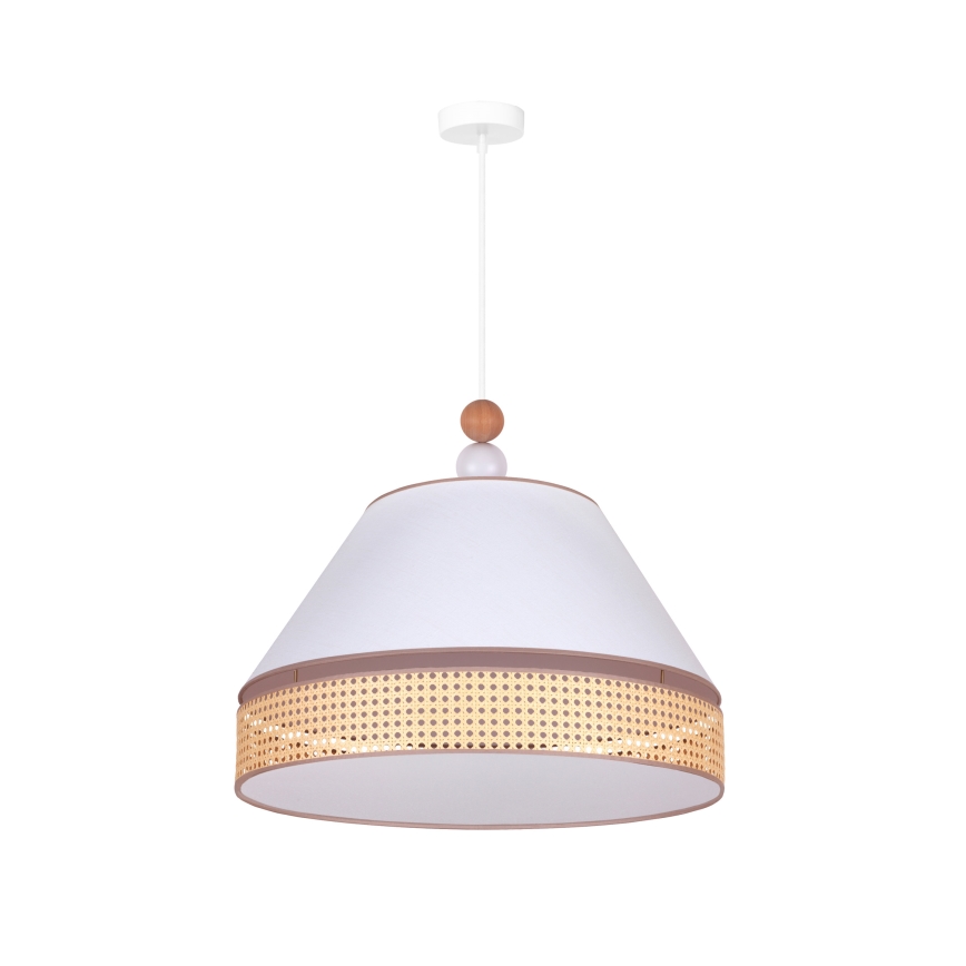 Duolla - Lustra ar auklu AVIGNON 1xE27/15W/230V d. 60 cm balta/rotanga