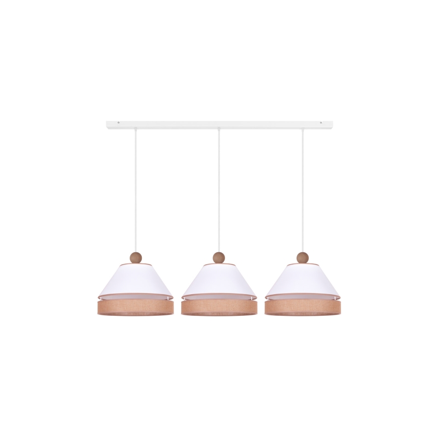 Duolla - Lustra ar auklu AVIGNON 3xE27/15W/230V balta/brūna