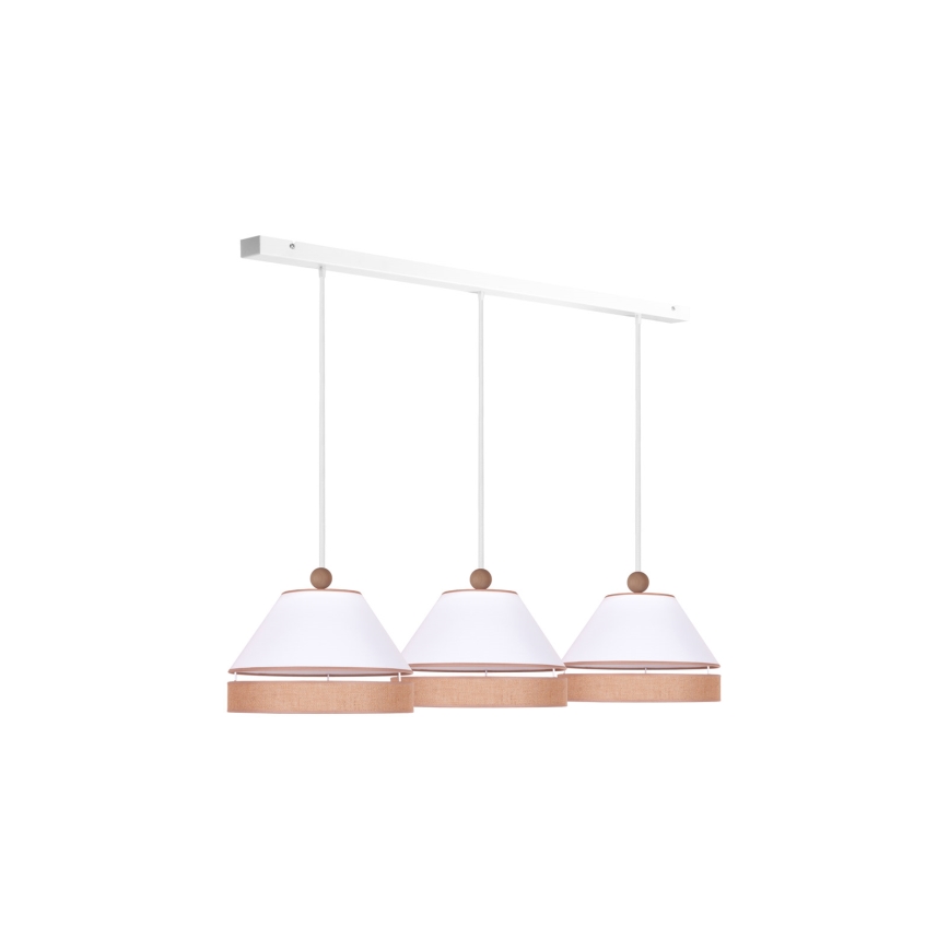 Duolla - Lustra ar auklu AVIGNON 3xE27/15W/230V balta/brūna