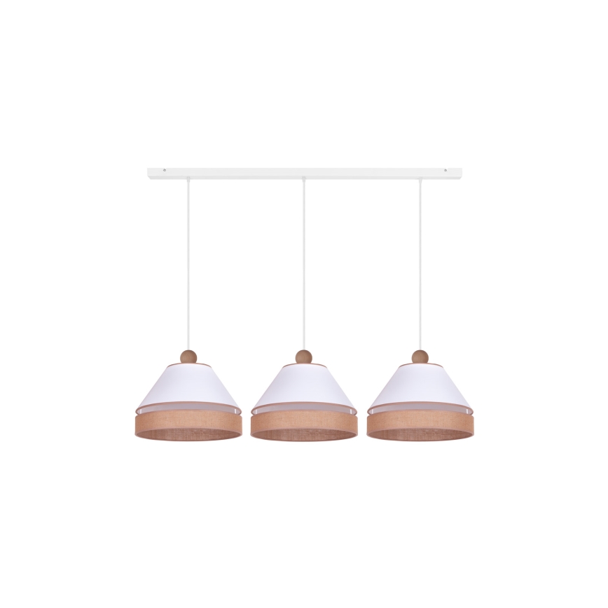 Duolla - Lustra ar auklu AVIGNON 3xE27/15W/230V balta/brūna