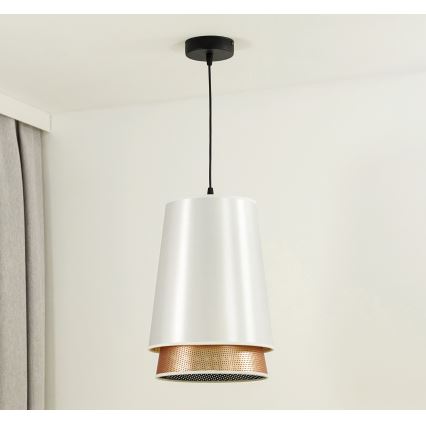 Duolla - Lustra ar auklu BELL SHINY 1xE27/15W/230V d. 25 cm balta/varš