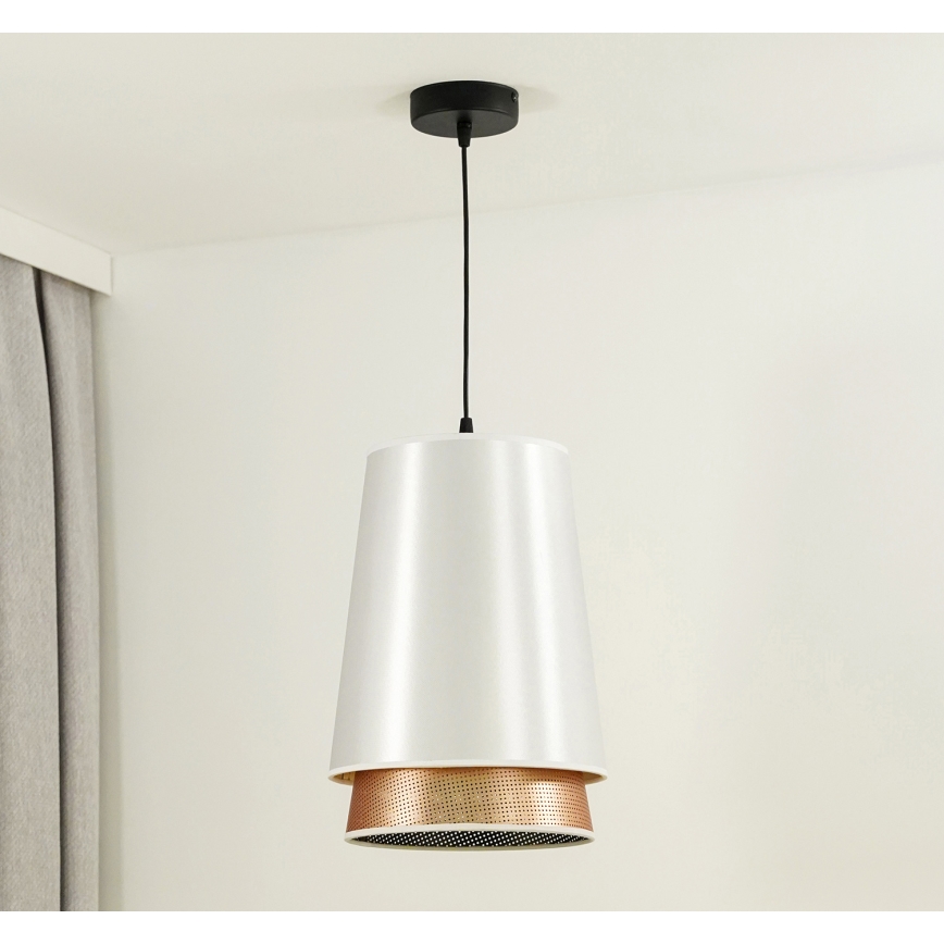 Duolla - Lustra ar auklu BELL SHINY 1xE27/15W/230V d. 25 cm balta/varš
