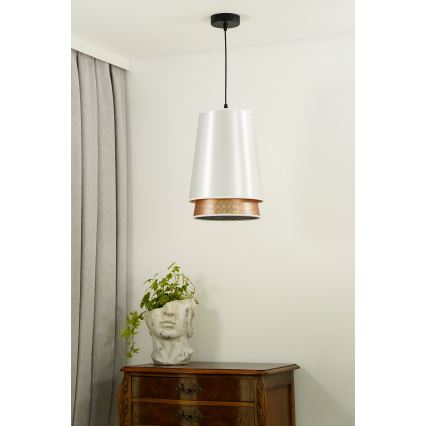 Duolla - Lustra ar auklu BELL SHINY 1xE27/15W/230V d. 25 cm balta/varš