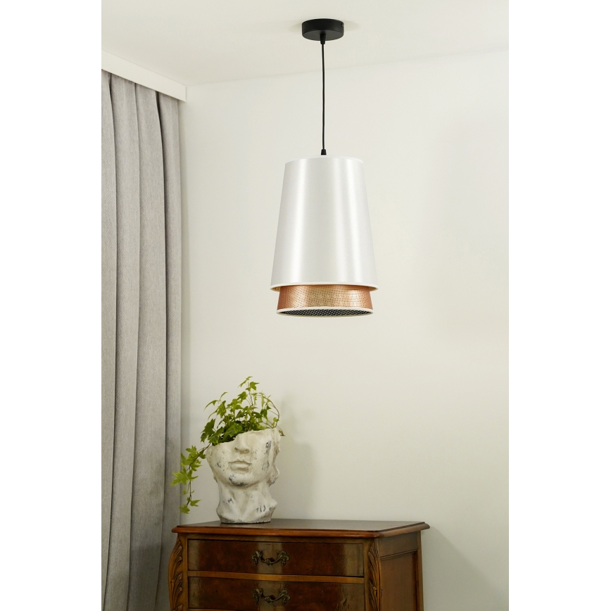Duolla - Lustra ar auklu BELL SHINY 1xE27/15W/230V d. 25 cm balta/varš
