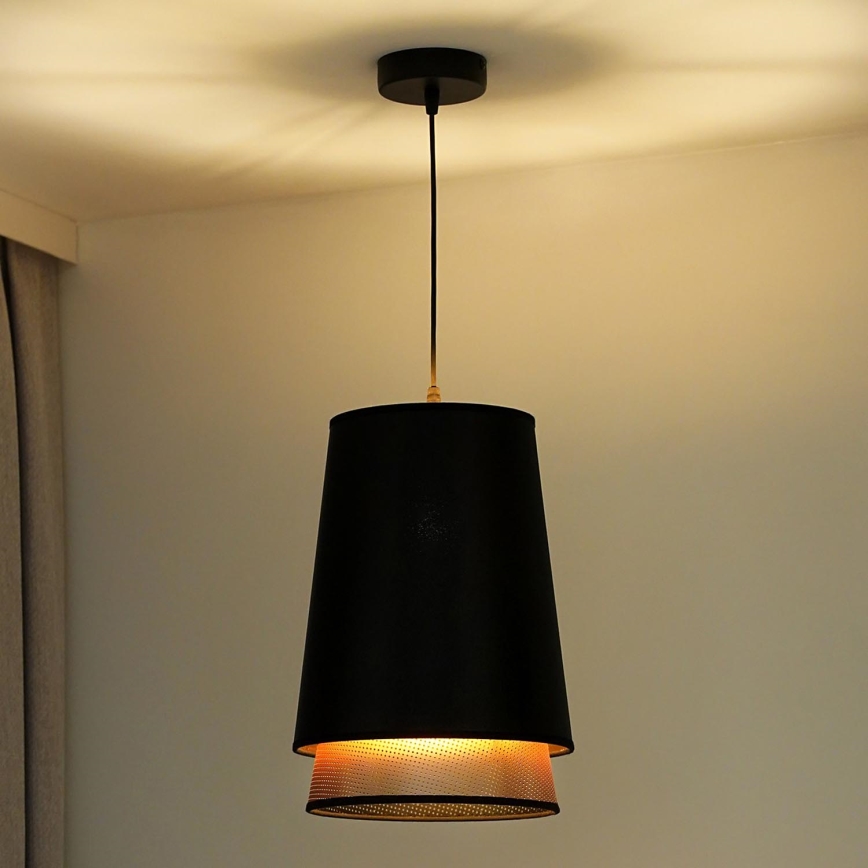Duolla - Lustra ar auklu BELL SHINY 1xE27/15W/230V d. 25 cm melna/varš