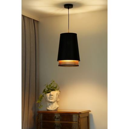 Duolla - Lustra ar auklu BELL SHINY 1xE27/15W/230V d. 25 cm melna/varš