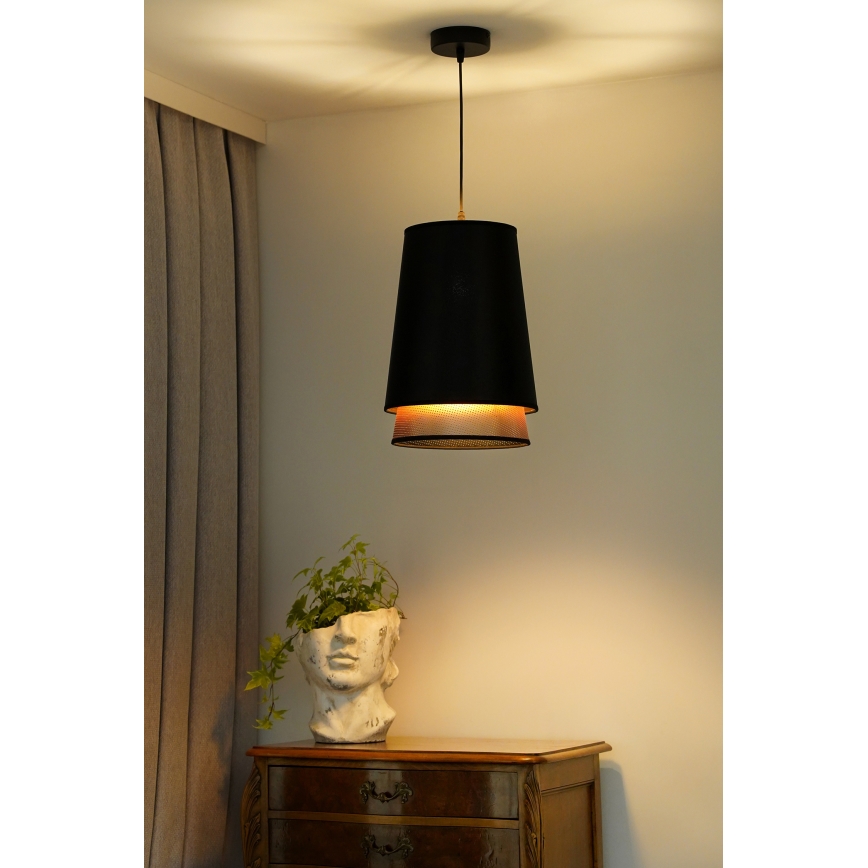Duolla - Lustra ar auklu BELL SHINY 1xE27/15W/230V d. 25 cm melna/varš