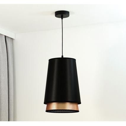 Duolla - Lustra ar auklu BELL SHINY 1xE27/15W/230V d. 25 cm melna/varš