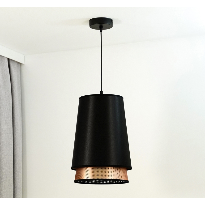 Duolla - Lustra ar auklu BELL SHINY 1xE27/15W/230V d. 25 cm melna/varš