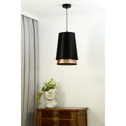 Duolla - Lustra ar auklu BELL SHINY 1xE27/15W/230V d. 25 cm melna/varš