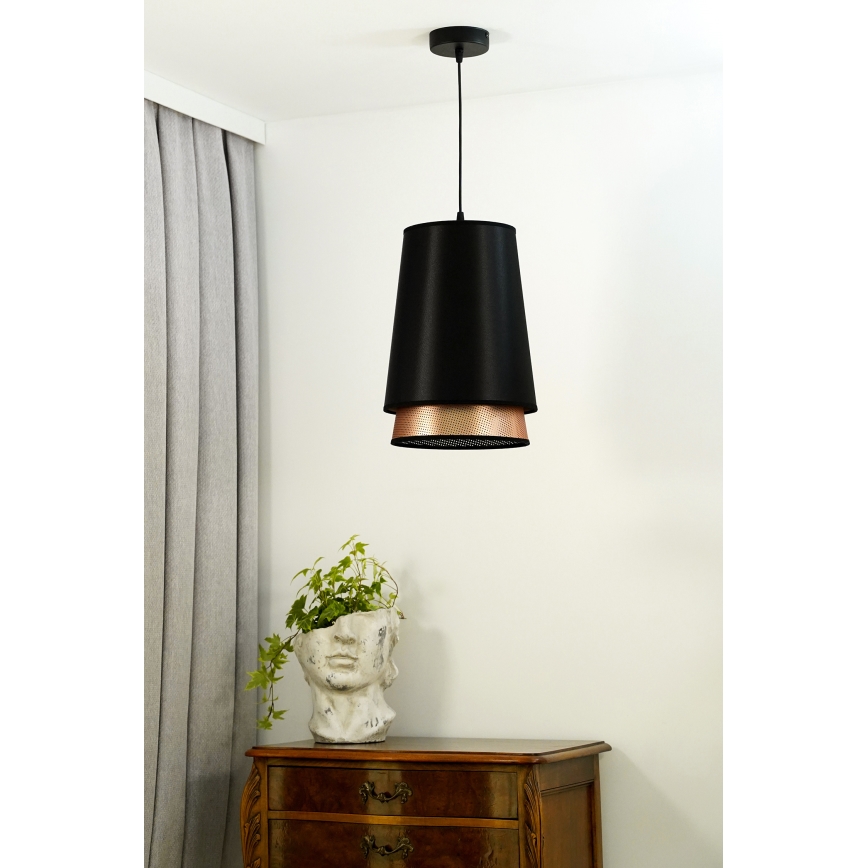 Duolla - Lustra ar auklu BELL SHINY 1xE27/15W/230V d. 25 cm melna/varš