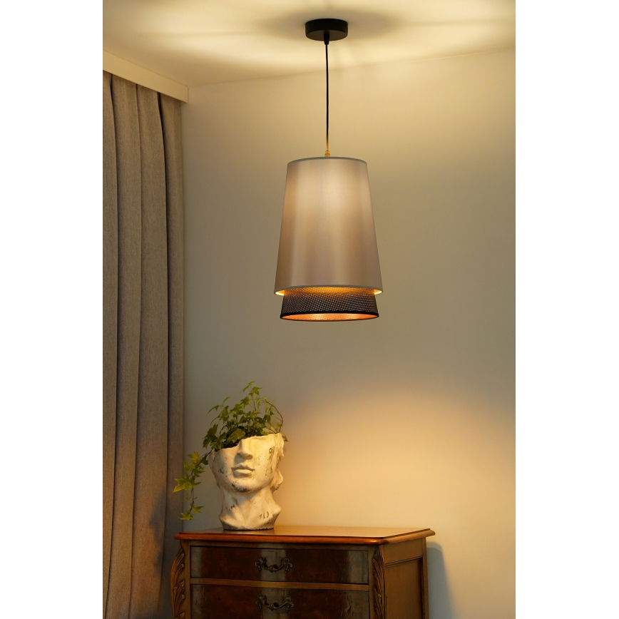 Duolla - Lustra ar auklu BELL SHINY 1xE27/15W/230V d. 25 cm sudraba/melna