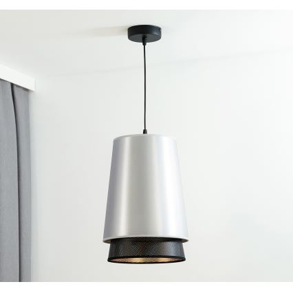 Duolla - Lustra ar auklu BELL SHINY 1xE27/15W/230V d. 25 cm sudraba/melna