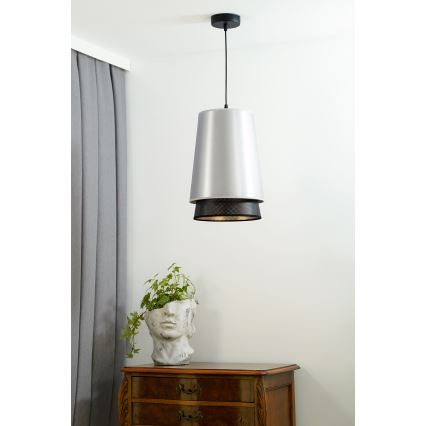 Duolla - Lustra ar auklu BELL SHINY 1xE27/15W/230V d. 25 cm sudraba/melna