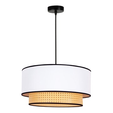 Duolla - Lustra ar auklu BOHO 1xE27/15W/230V d. 45 cm balta/rotanga