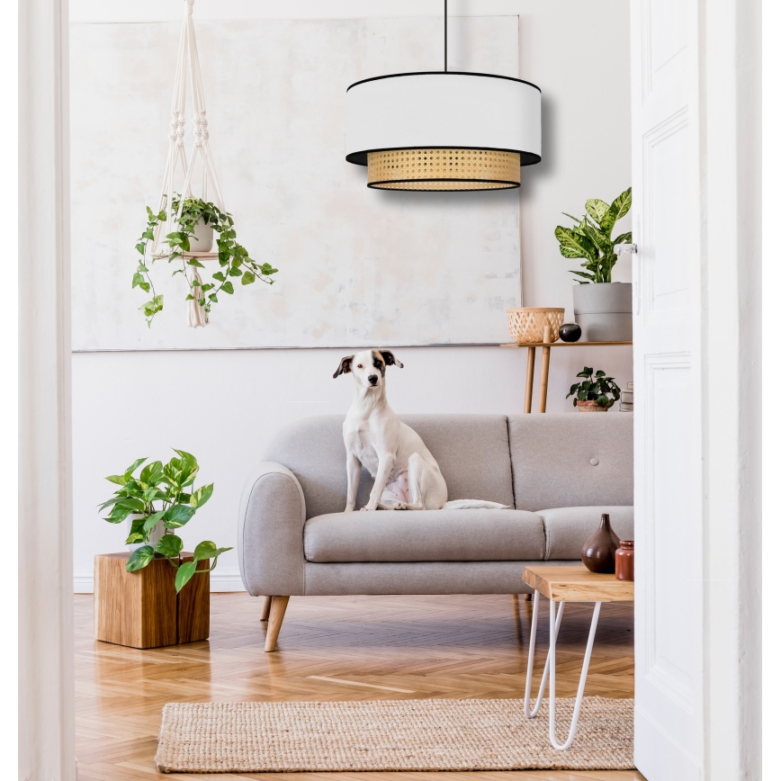 Duolla - Lustra ar auklu BOHO 1xE27/15W/230V d. 45 cm balta/rotanga