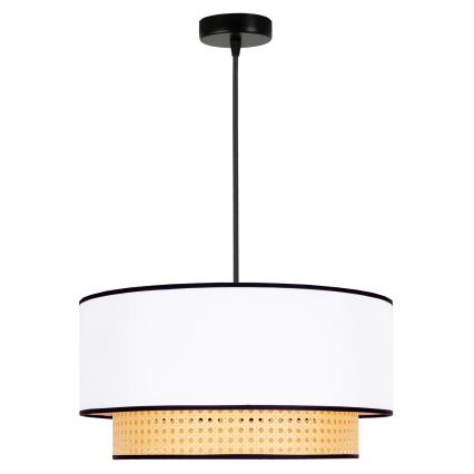 Duolla - Lustra ar auklu BOHO 1xE27/15W/230V d. 45 cm balta/rotanga
