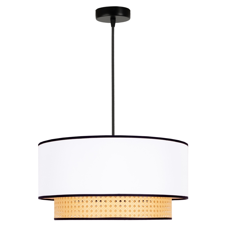 Duolla - Lustra ar auklu BOHO 1xE27/15W/230V d. 45 cm balta/rotanga