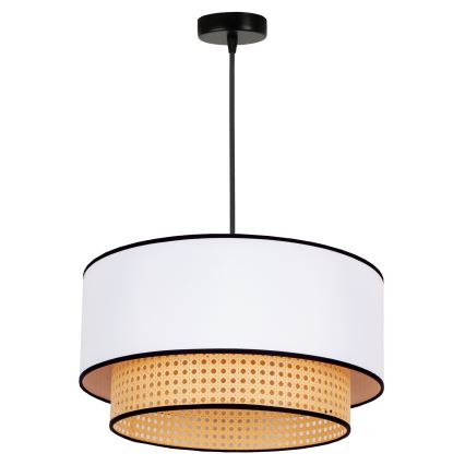 Duolla - Lustra ar auklu BOHO 1xE27/15W/230V d. 45 cm balta/rotanga