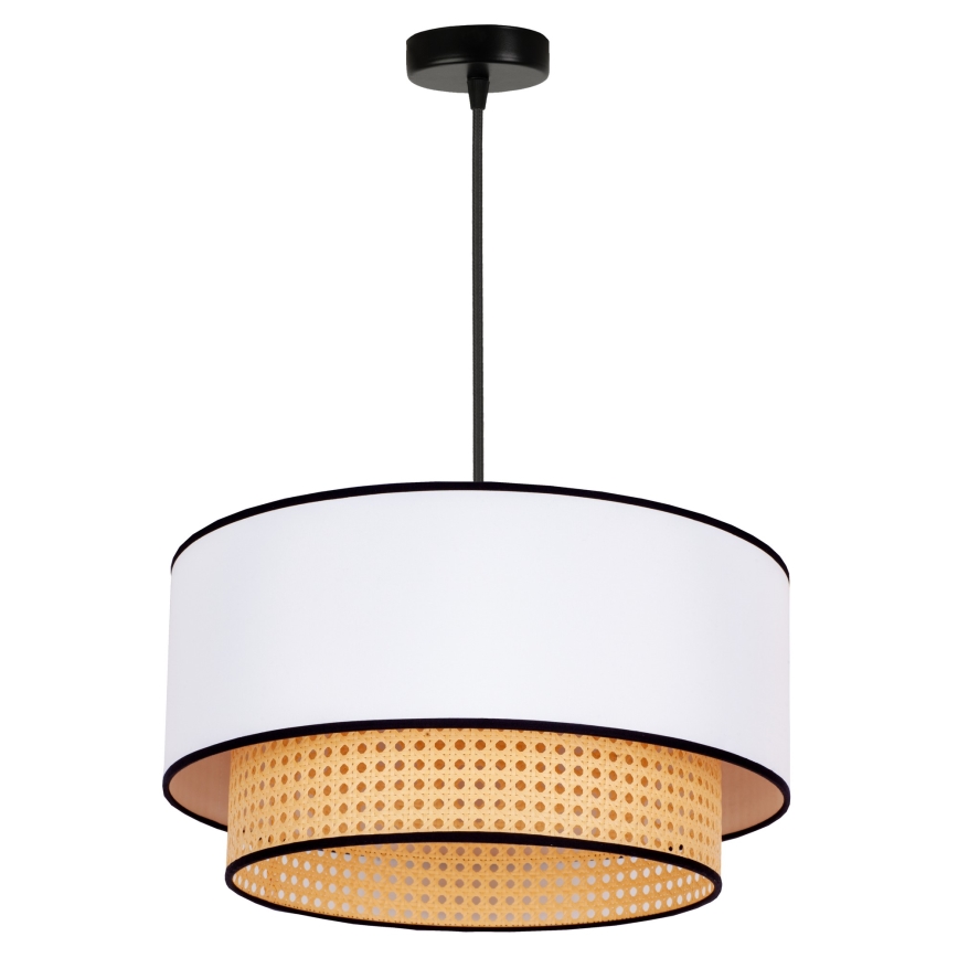 Duolla - Lustra ar auklu BOHO 1xE27/15W/230V d. 45 cm balta/rotanga