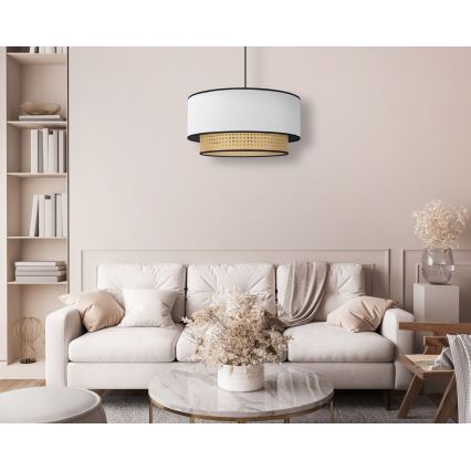 Duolla - Lustra ar auklu BOHO 1xE27/15W/230V d. 45 cm balta/rotanga