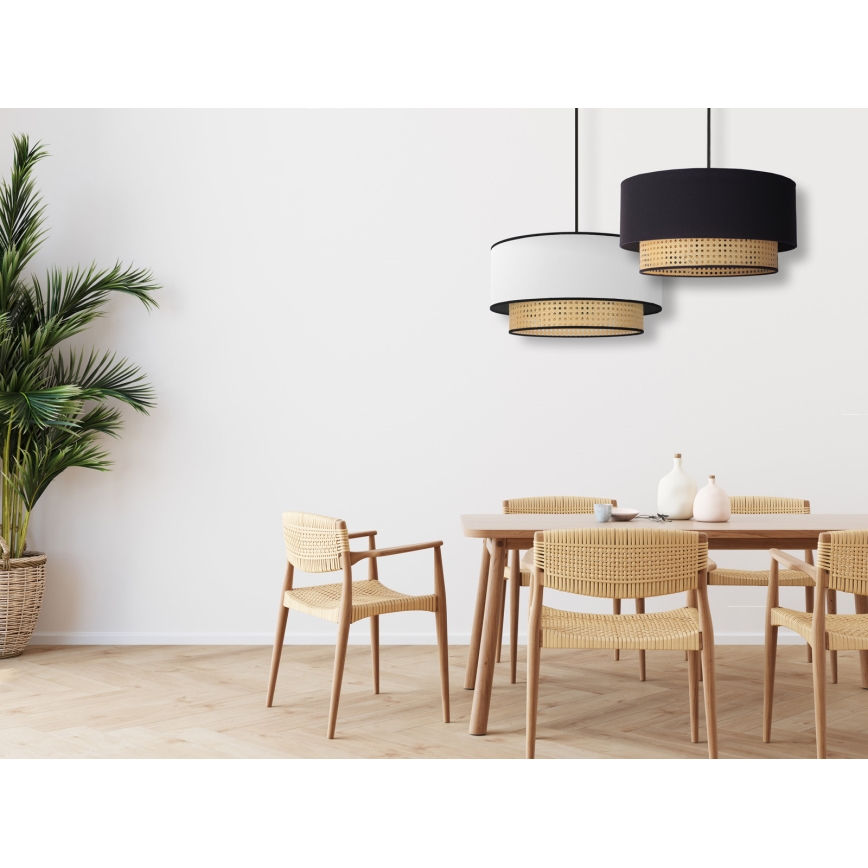 Duolla - Lustra ar auklu BOHO 1xE27/15W/230V d. 45 cm balta/rotanga