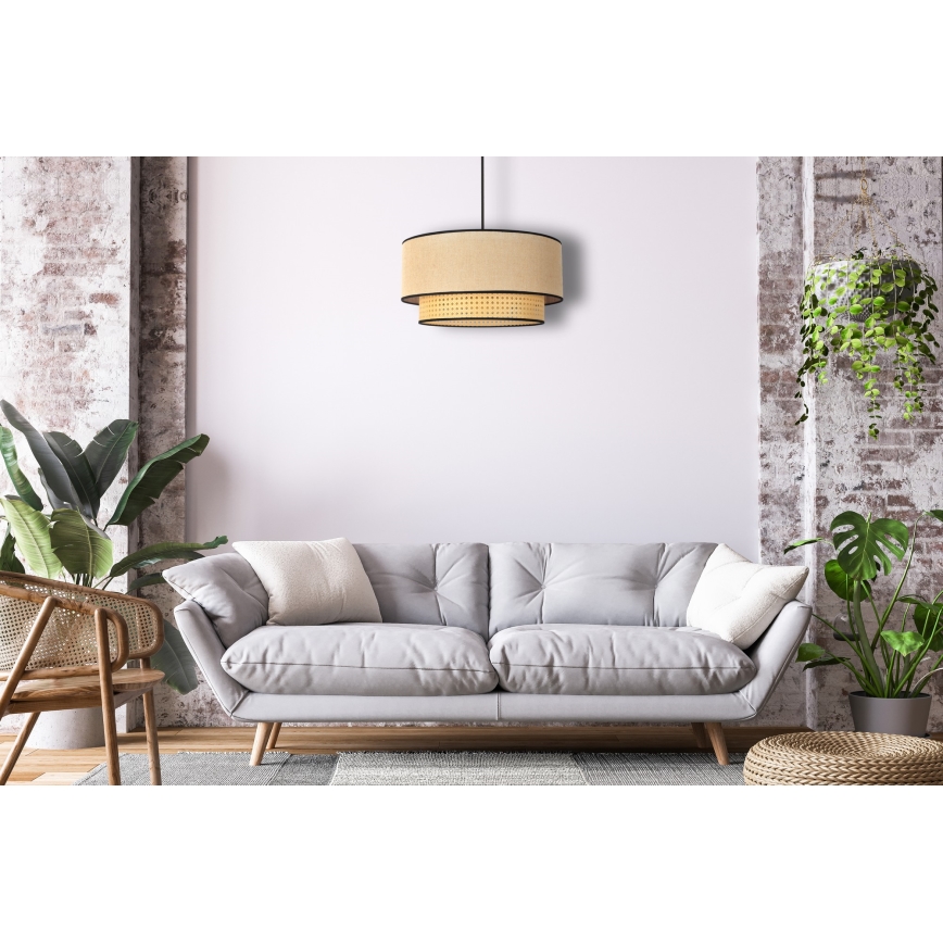 Duolla - Lustra ar auklu BOHO 1xE27/15W/230V d. 45 cm bēša/rotanga