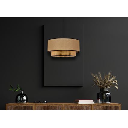 Duolla - Lustra ar auklu BOHO 1xE27/15W/230V d. 45 cm bēša/rotanga