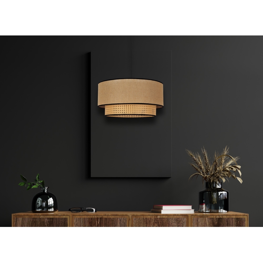 Duolla - Lustra ar auklu BOHO 1xE27/15W/230V d. 45 cm bēša/rotanga